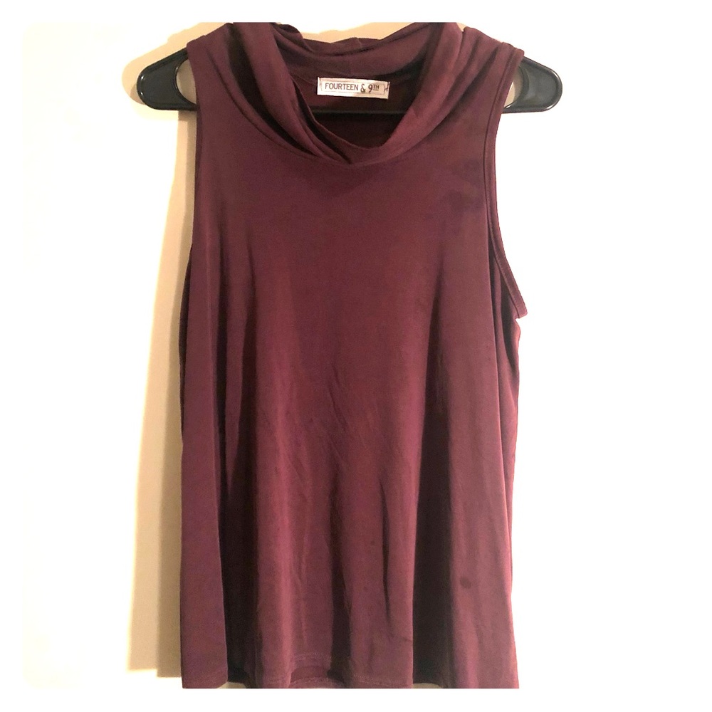 Dark purple sleeveless blouse with cute neck